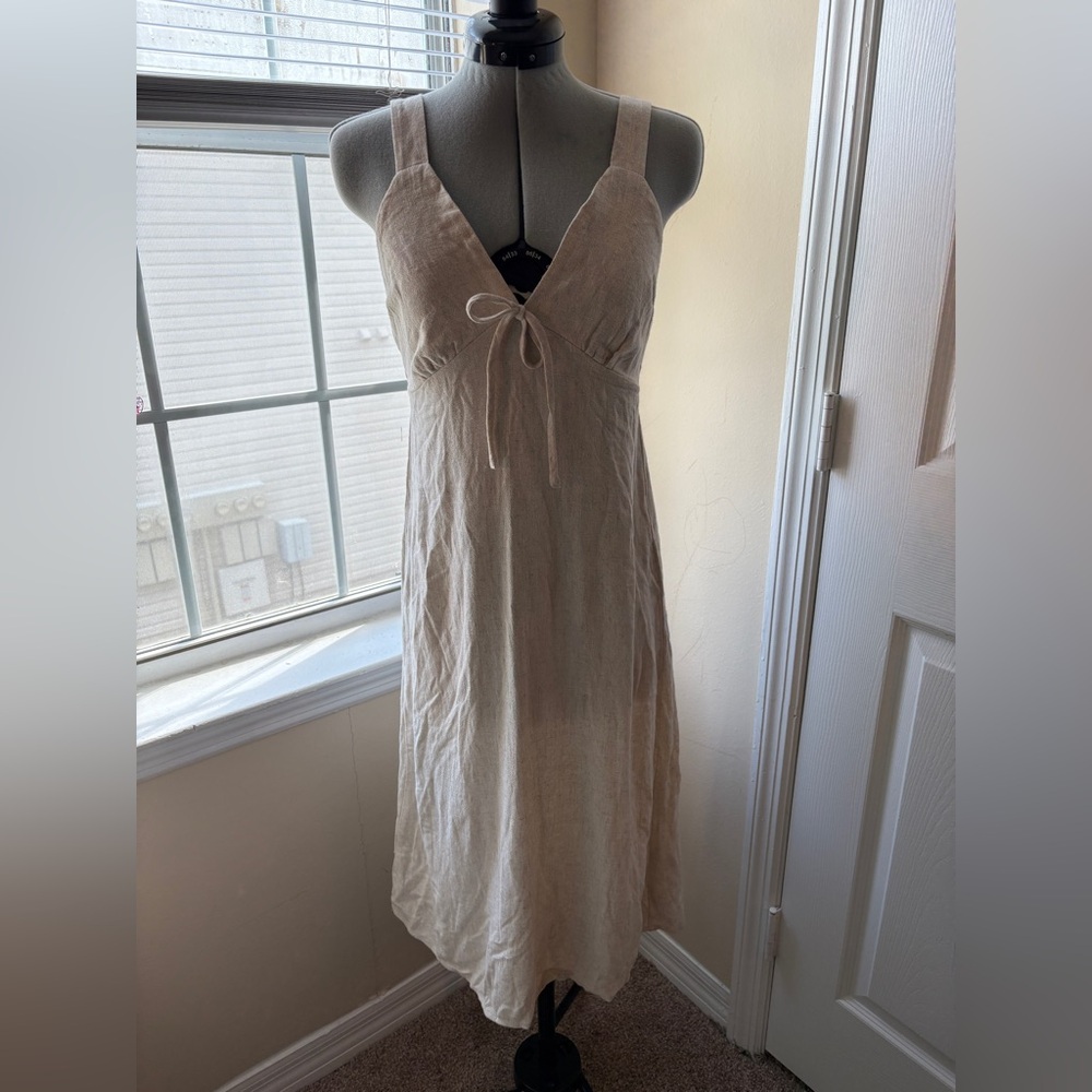 Monteau Beige Linen Blend Dress